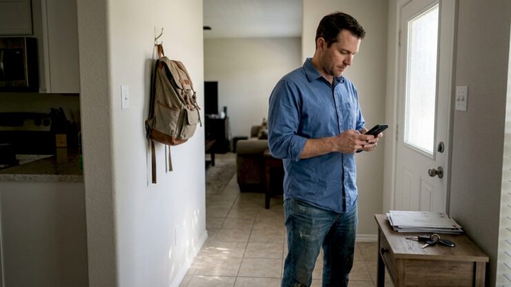 Texan homeowner checking utility activation status