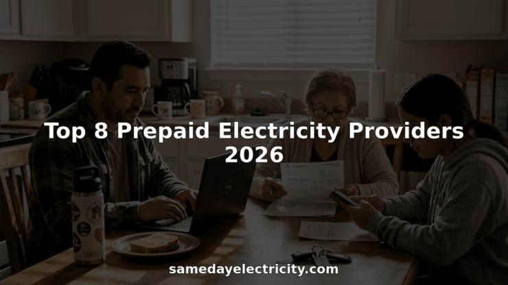 Texas family sitting at kitchen table managing prepaid electricity