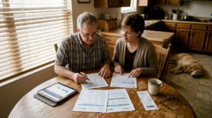 Texas couple reviewing home energy plans