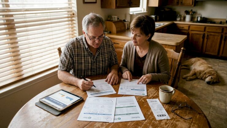 Texas couple reviewing home energy plans