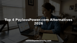 Woman researching electricity provider alternatives