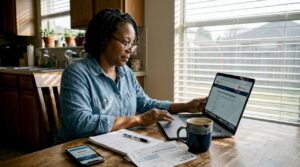 Woman signing up for Texas electricity