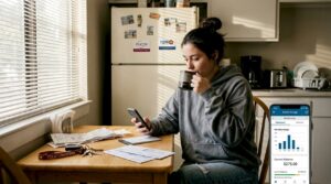 Texas resident checks electricity account in kitchen
