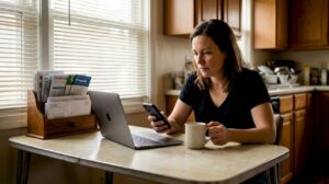 Woman adding funds to prepaid electricity account