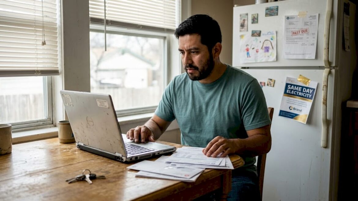 Texas resident enrolling for electricity at kitchen table