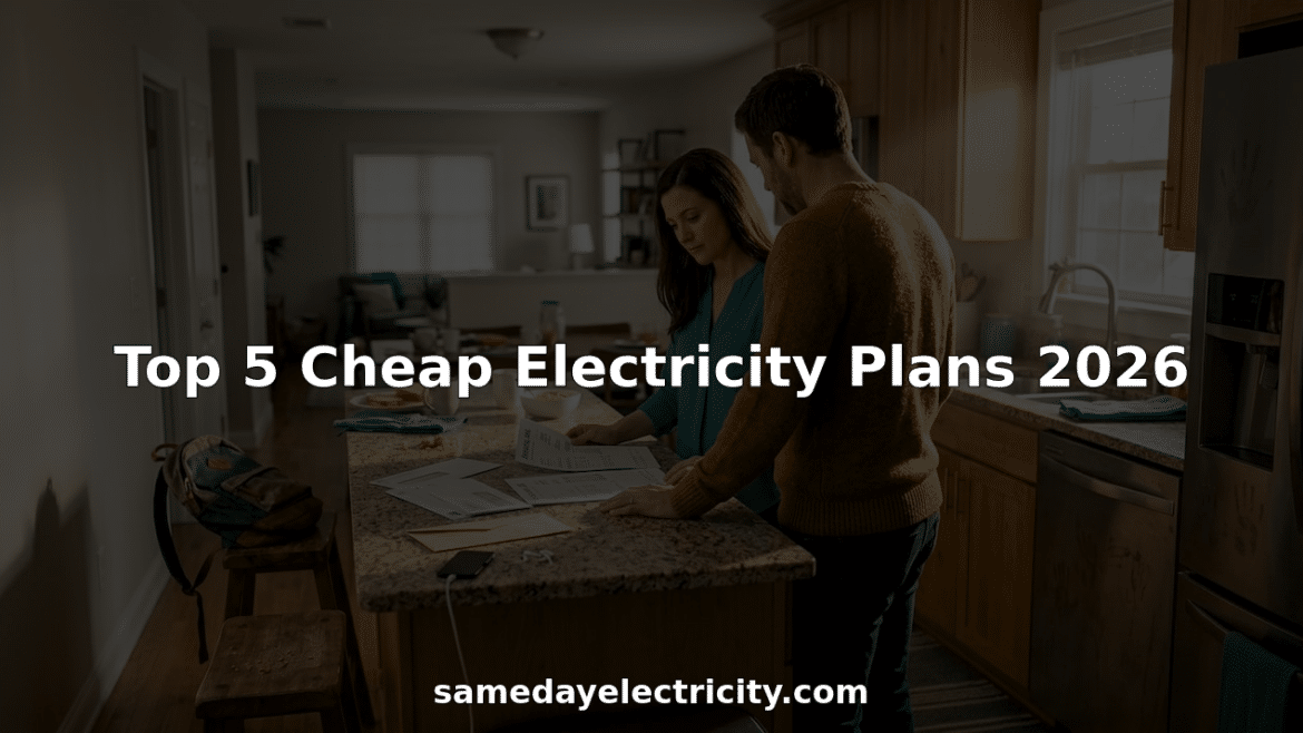 Family reviewing electricity bills in sunlit kitchen