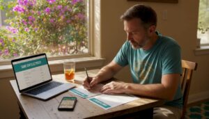 Man reviewing Texas electricity plan documents
