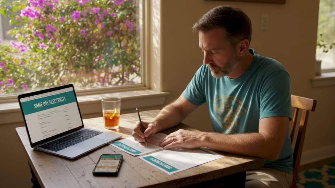 Man reviewing Texas electricity plan documents
